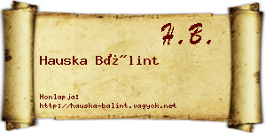Hauska Bálint névjegykártya
